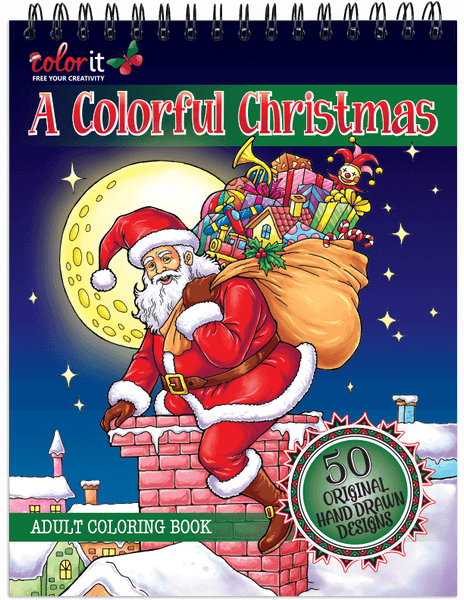 Imprinted Holiday Theme Adult Coloring Book and Pencil Sets (12