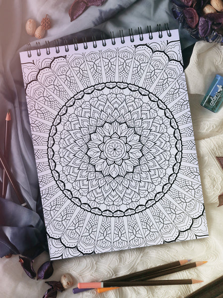 ColorIt Mandalas to Color Volume VI, Spiral Bound Adult Coloring Book, 50  Mandala Designs with Perforated Pages, Hardback Cover, Ink Blotter | for