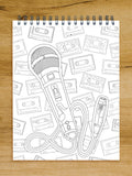 ColorIt Colorful Music - microphone cassettes coloring page