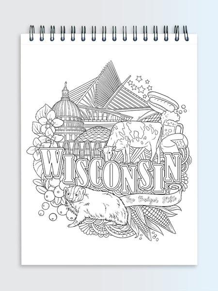 ColorIt Colorit The Fifty States Spiral Bound Adult Coloring Book, 50  Original Designs With Perforated Pages, Lay Flat Solid Book Cover