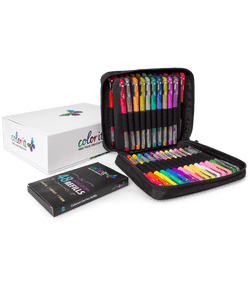 48 Colored Gel Pen Set, 48 Ink Refills, Travel Case & Gift Box