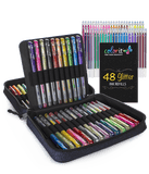 48 GLITTER Gel Pen Set, 48 Ink Refills, Travel Case & Gift Box