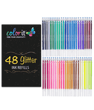 48 GLITTER Gel Pen Set, 48 Ink Refills, Travel Case & Gift Box