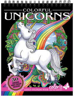 Colorful Unicorns Adult Coloring Book Illustrated By Terbit Basuki