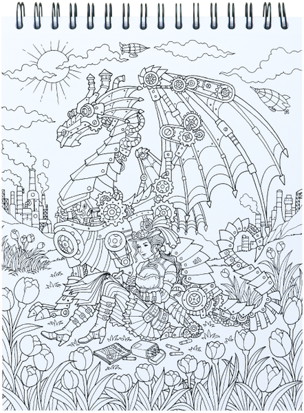 The Colorful World of Steampunk Coloring Book For Adults With Hardback  Covers & Spiral Binding – ColorIt