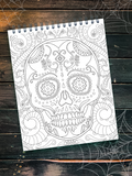 ColorIt Halloween Adult Coloring Book , Halloween Book , Mandala Patter, Skull Candy Mandala, Skull Candy Art
