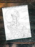 ColorIt Halloween Adult Coloring Book , Halloween Book , Creepy Creatures, Monsters, Werewolf