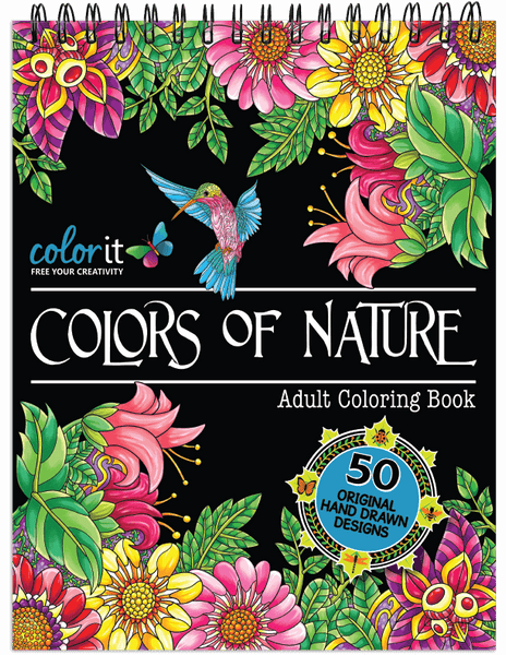 Nature Coloring Book For Adults With Hardback Covers & Spiral