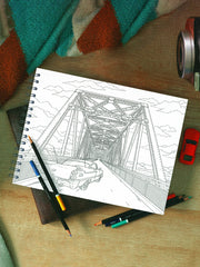 ColorIt Route 66 Adult Coloring Book -  Chain of Rocks Bridge Coloring Page