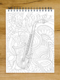 ColorIt Colorful Music - saxophone jungle art coloring page