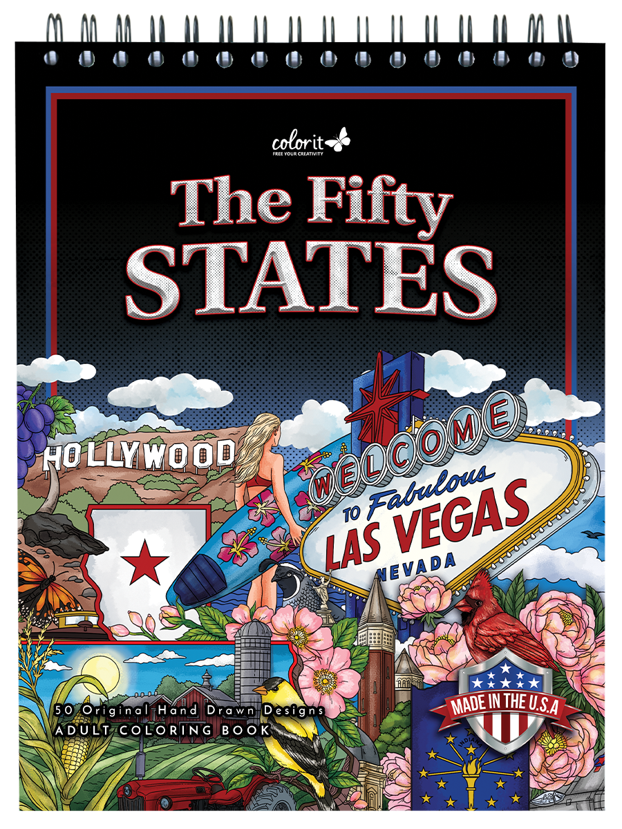 ColorIt The Fifty States Coloring Book for Adults Illustrated by Hasby Mubarok