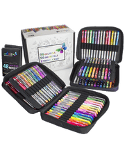 Gel Pen Combination Pack - 96 Gel Pens, 96 Ink Refills, 2 Travel Cases