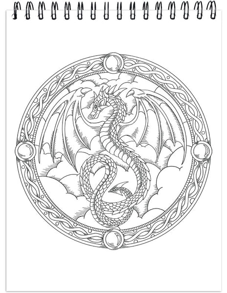 ColorIt Colorful Dragons Adult Coloring Book - 50 Single-Sided Designs, Thick Smooth Paper, Lay Flat Hardback Covers, Spiral Bound, USA Printed