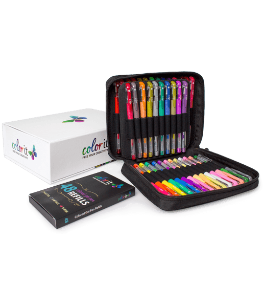 Gel Pens for Adult Coloring Books, Glitter Neon Gel Pens Set Include 60  Colors Gel Marker Pens, 60 Matching Color Refills