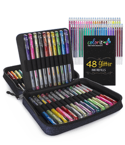 ColorIt Glitter Gel Pens For Adult Coloring Books 96 Pack - 48 Premium  Quality Glitter Pens and Glitter Markers for Adult Coloring with 48  Matching