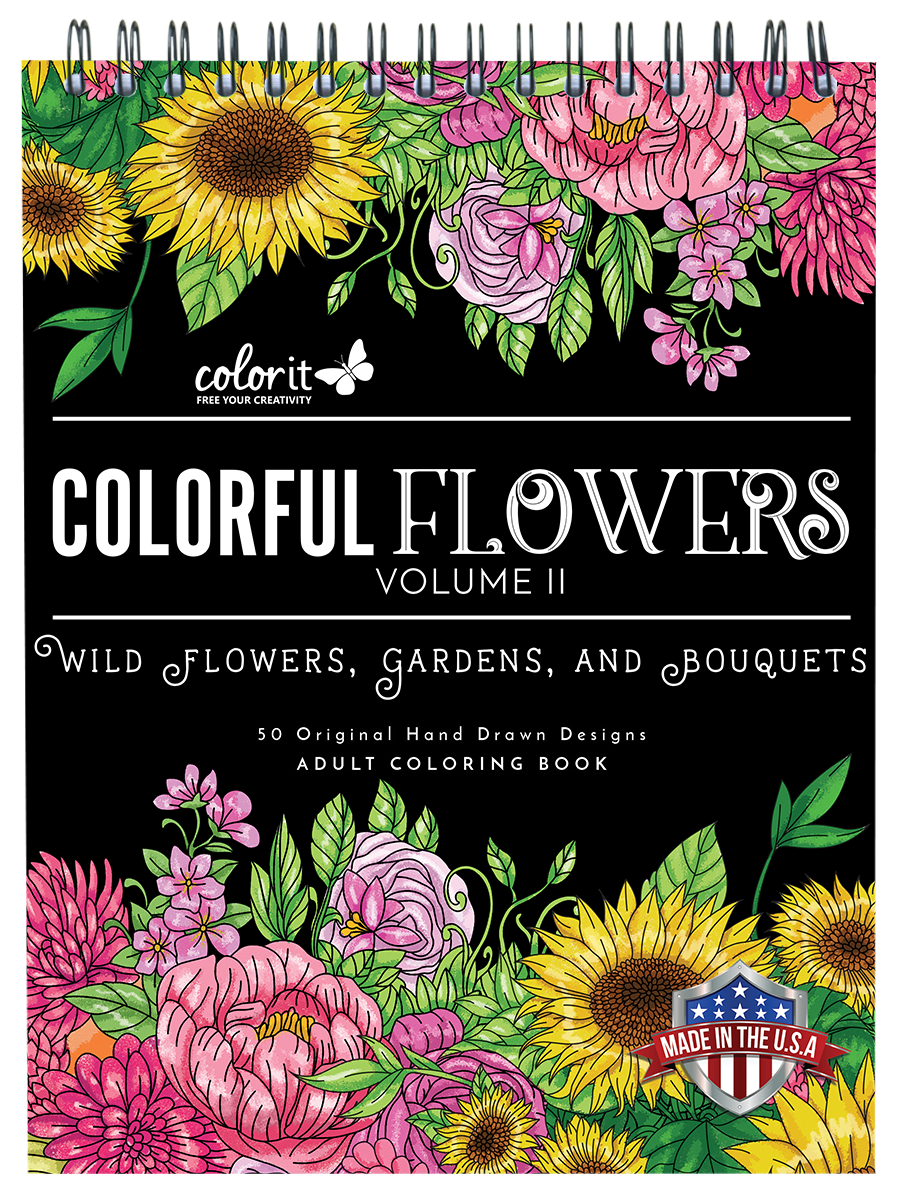 ColorIt 50 Spiral Bound Adult Coloring Book, 50 Original Designs with  Perforated Pages, Lay Flat Hardback Book Cover, Ink Blotter Paper | for  Arts and