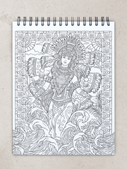 colorit goddesses adult coloring book, aztec goddess, chalchiuhtlicue