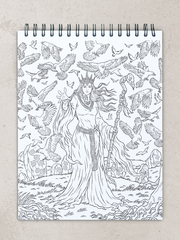 colorit goddesses adult coloring book, slavic goddess, morrigan