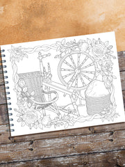 ColorIt Timeless Treasures Adult Coloring Book - Spinning Wheel Coloring Page - Vintage Design
