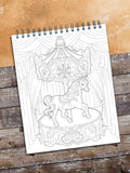 ColorIt Timeless Treasures Adult Coloring Book - Merry Go Round Coloring Page - Classic Home Decor