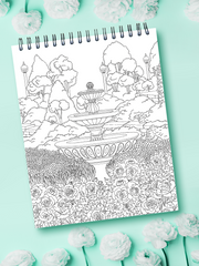 colorit colorful flowers volume 2 wildflowers, gardens, and bouquets coloring book for adults fountain garden coloring page flower design