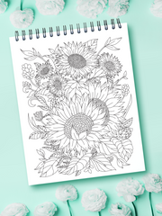 colorit colorful flowers volume 2 wildflowers, gardens, and bouquets coloring book for adults bouquet of sunflowers coloring page flower design
