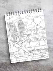ColorIt Modern Art Coloring Book for Adults - Basky Coloring Page  - Girl with a Balloon