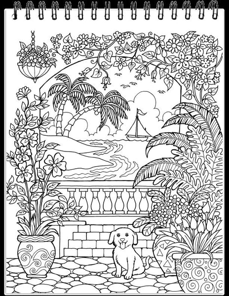 ColorIt Colorful Tropical Scenes Adult Coloring Book - 50 Single